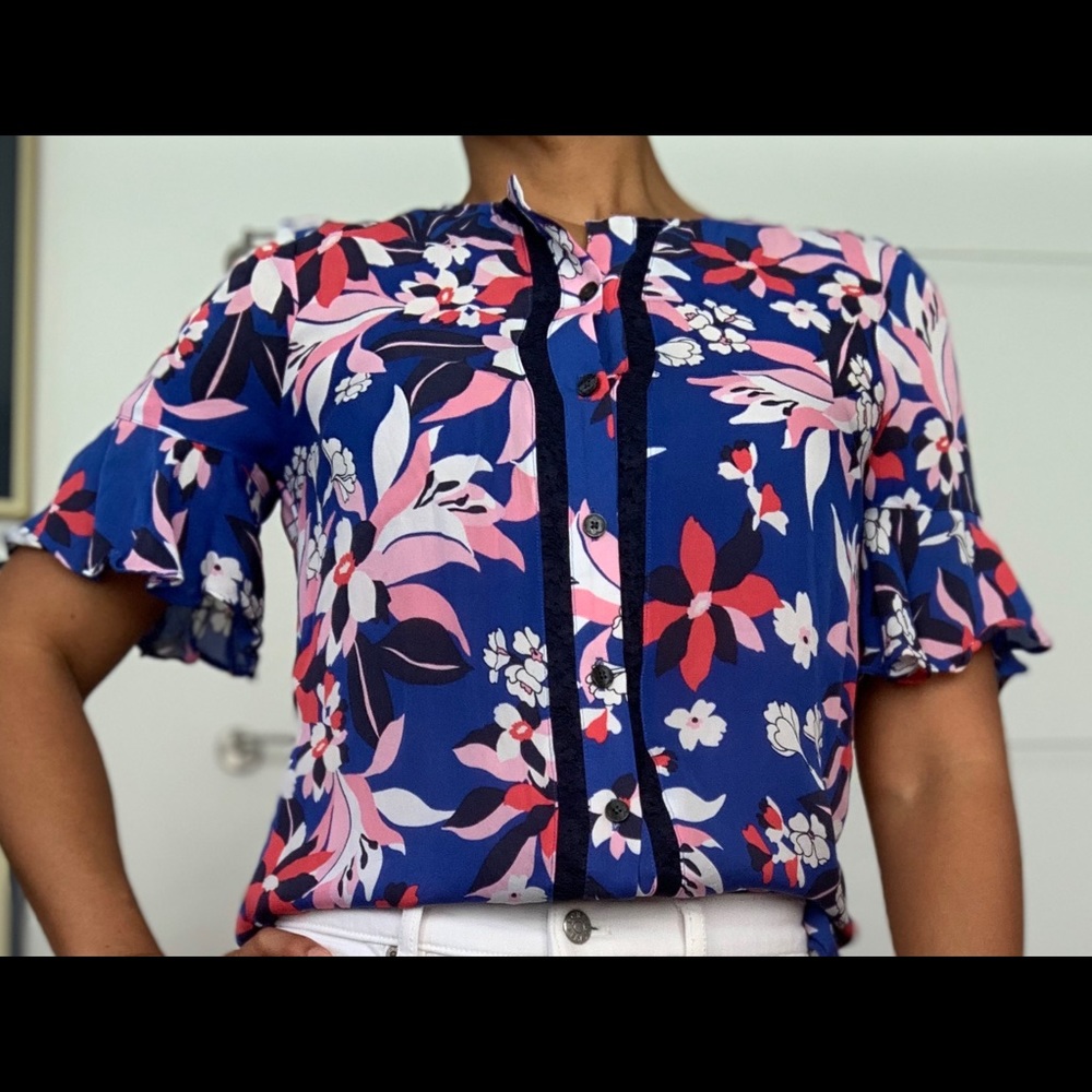 Draper James button down floral blouse